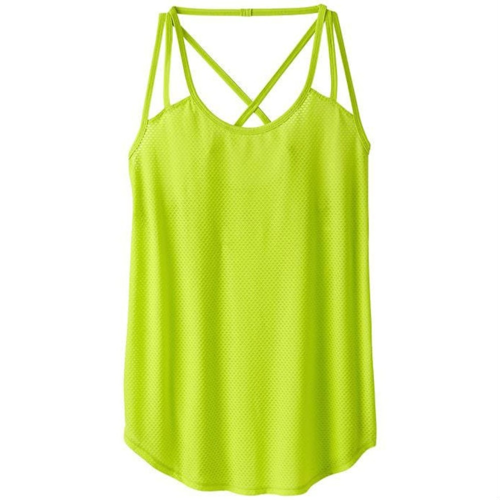  ATHLETA Powerhouse Mesh Tank Neon Green Yellow
